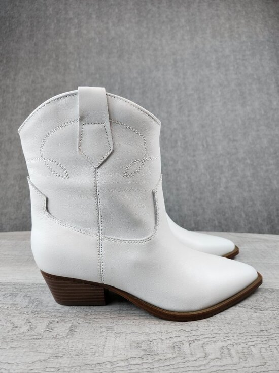 Marc Fisher Shoes - Marc Fisher Women 7 Nonie White Leather Dress Booties